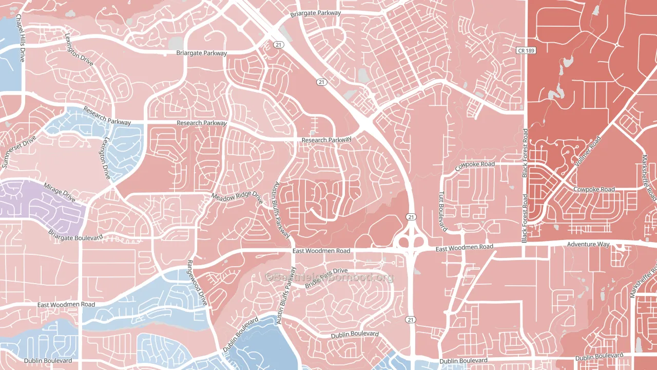Fairfax, Colorado Springs, CO block-group political-lean map