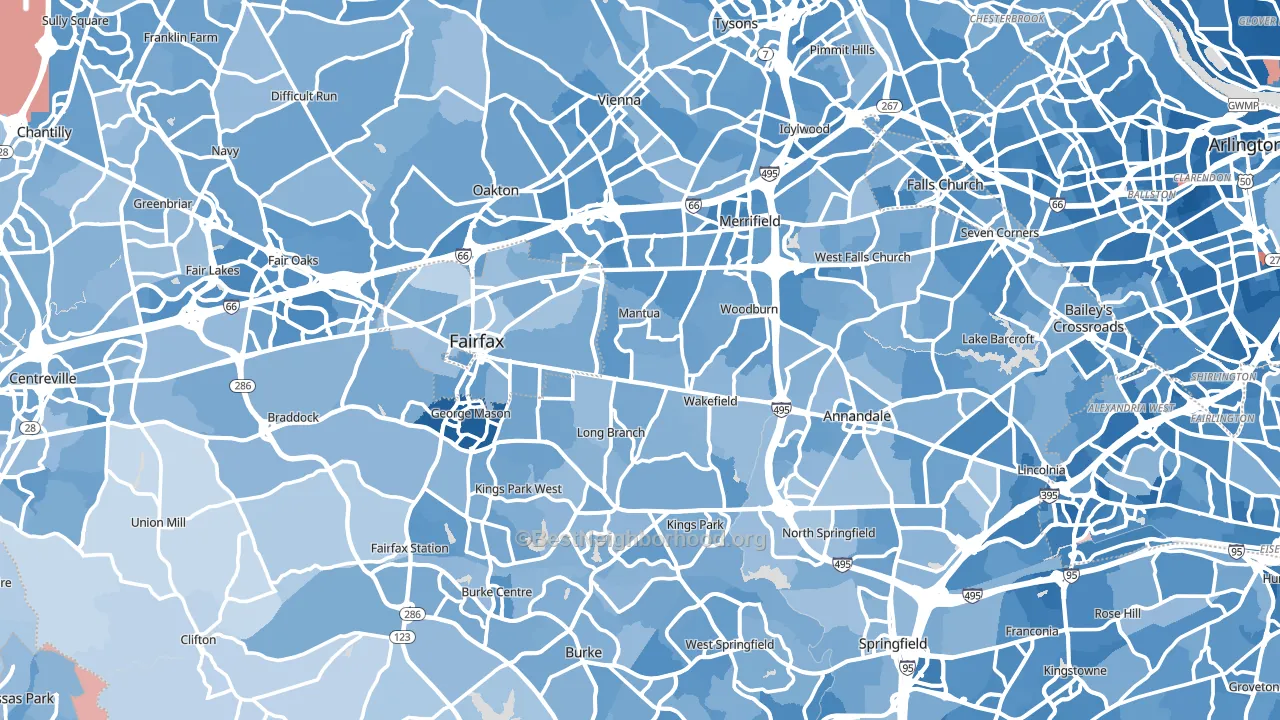 Fairfax County, VA block-group political-lean map