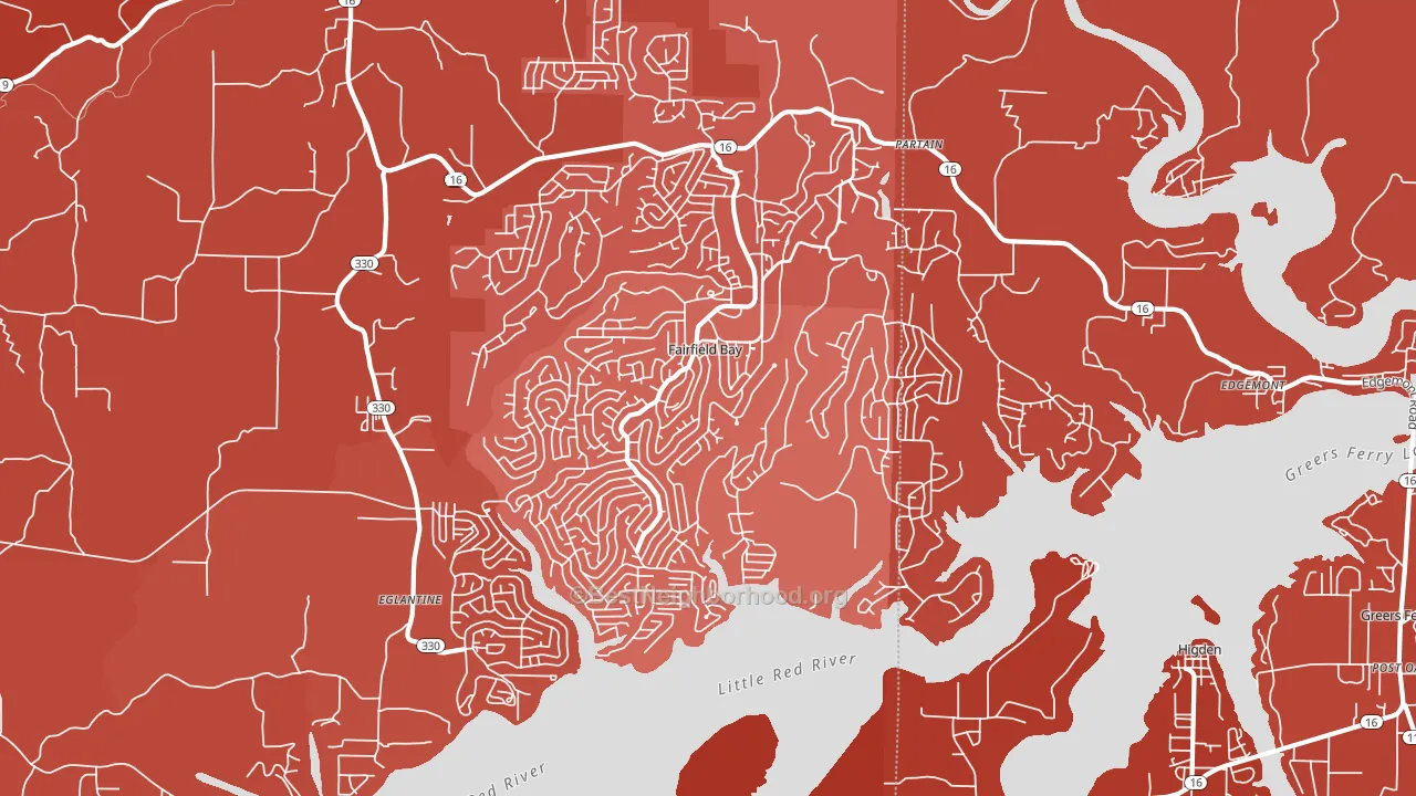 Fairfield Bay, AR block-group political-lean map