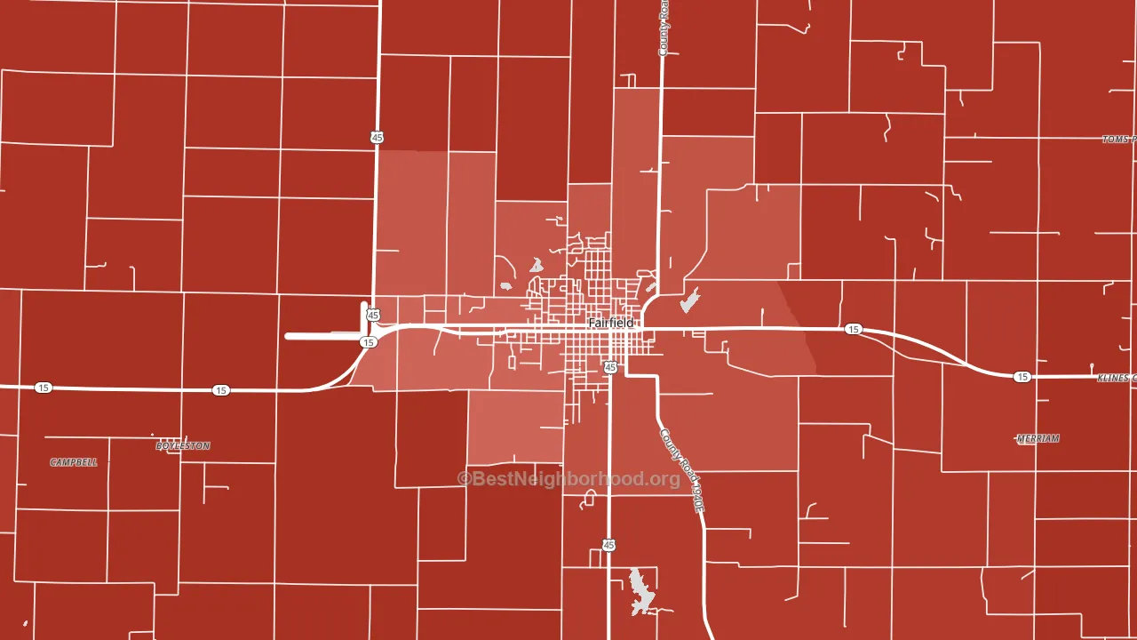 Fairfield, IL block-group political-lean map