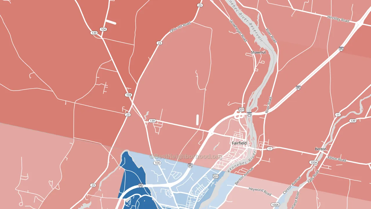 Fairfield, ME block-group political-lean map