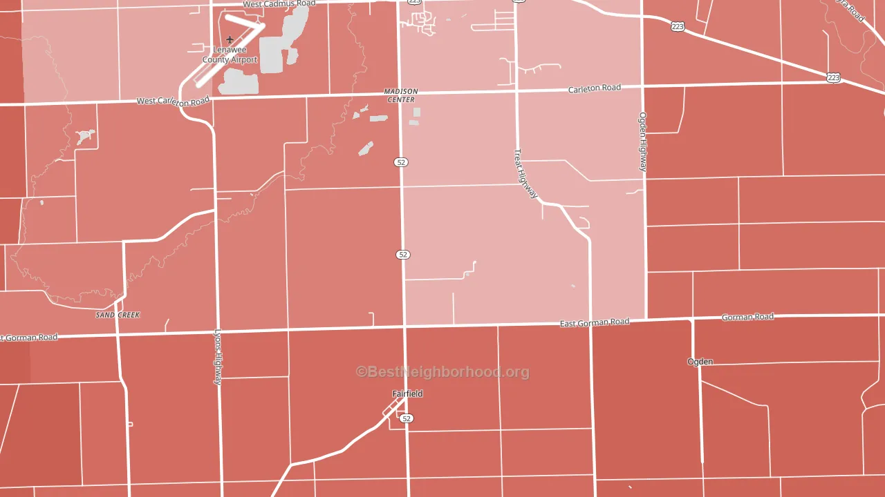 Fairfield, MI block-group political-lean map