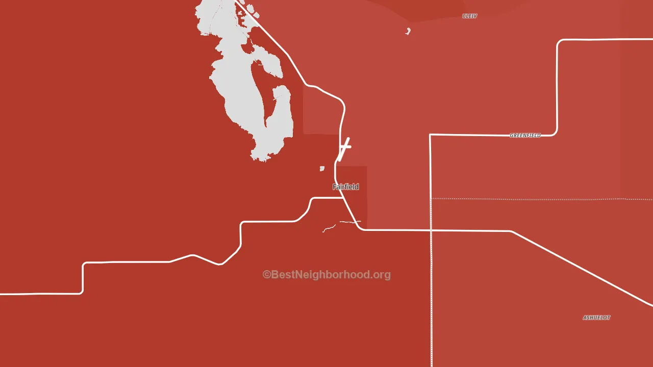 Fairfield, MT block-group political-lean map