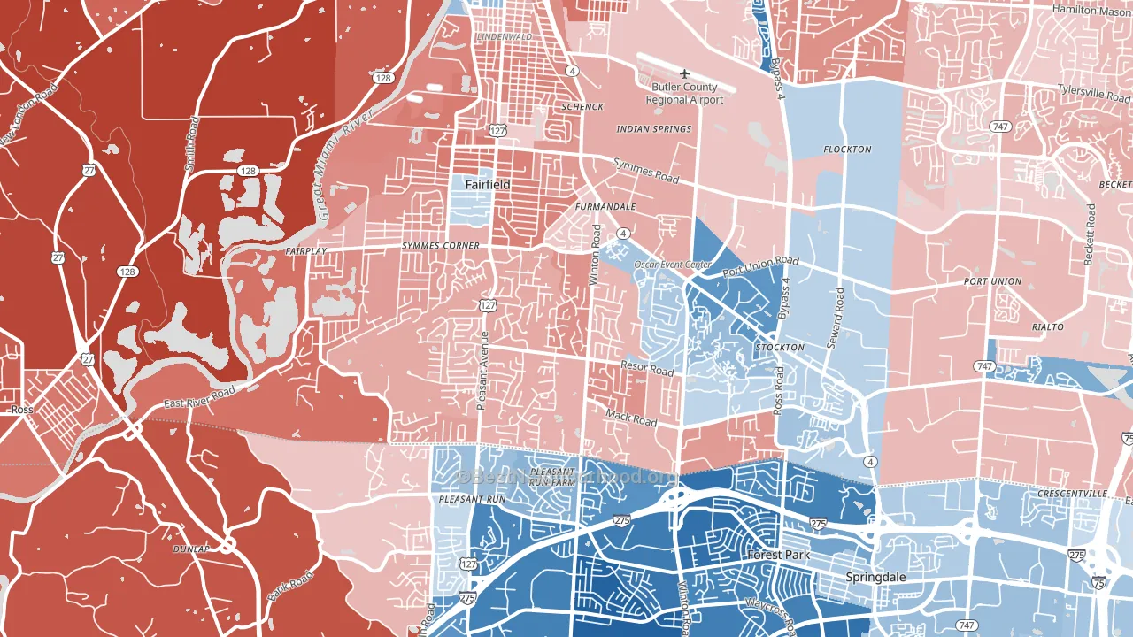 Fairfield, OH block-group political-lean map