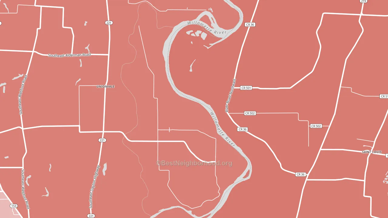Fairfield, OR block-group political-lean map