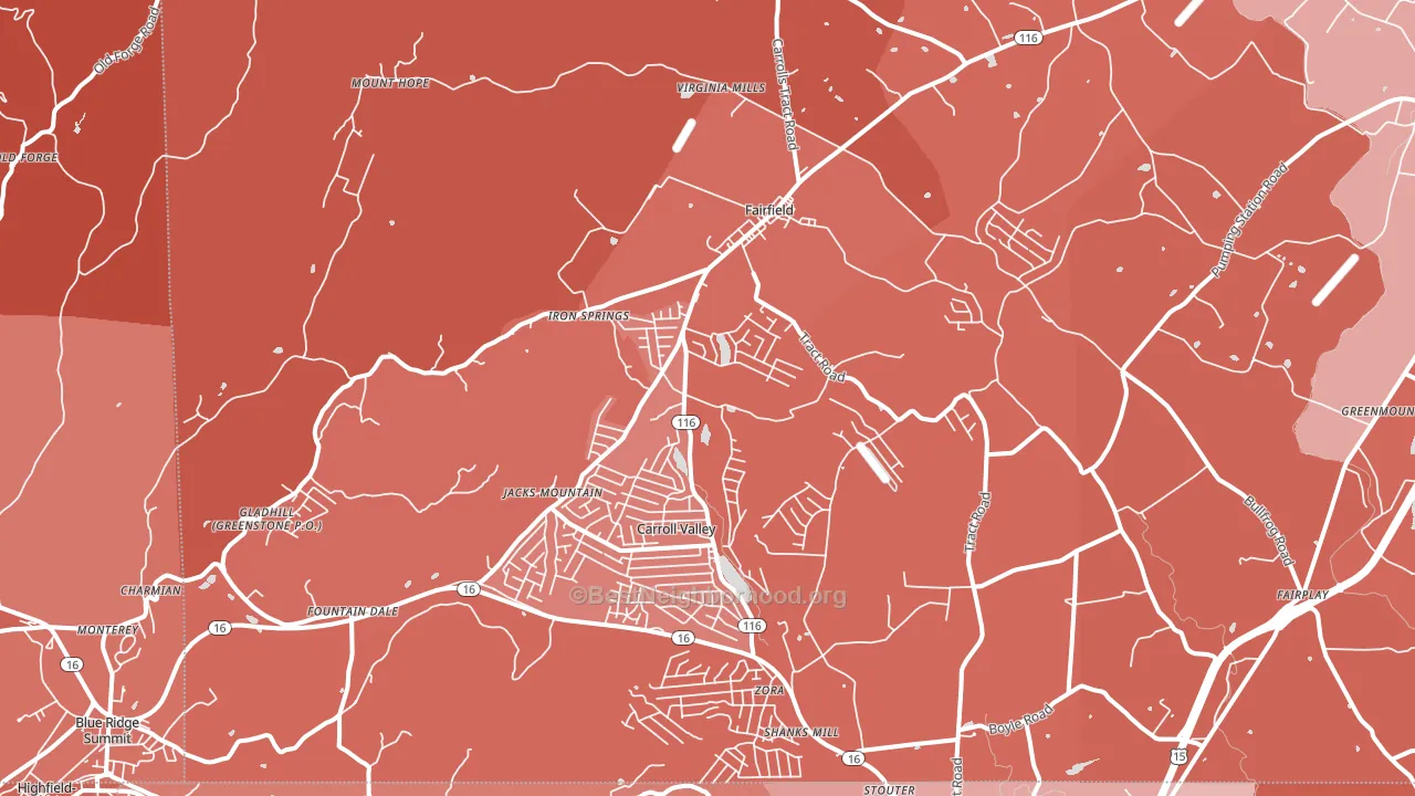 Fairfield, PA block-group political-lean map