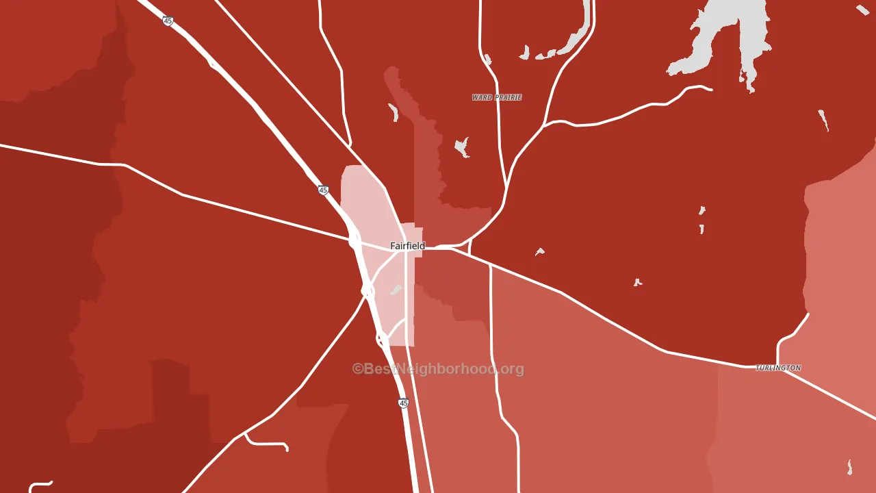 Fairfield, TX block-group political-lean map