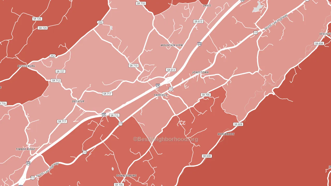 Fairfield, VA block-group political-lean map