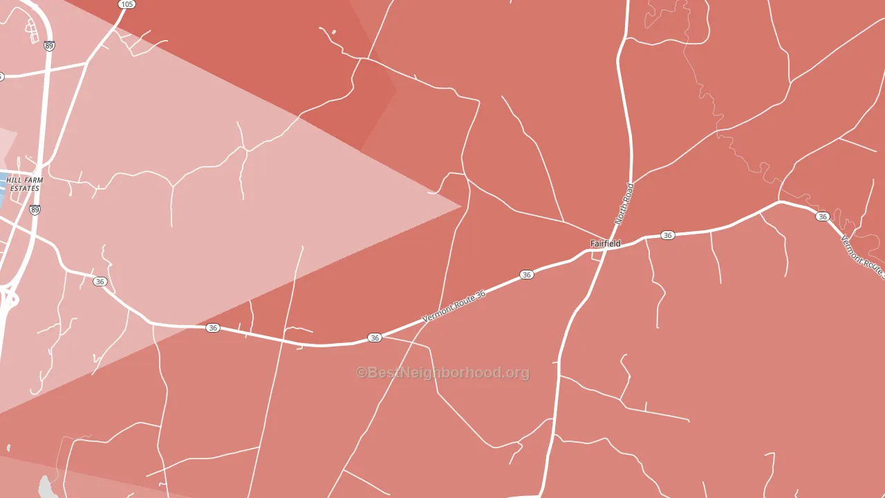 Fairfield, VT block-group political-lean map