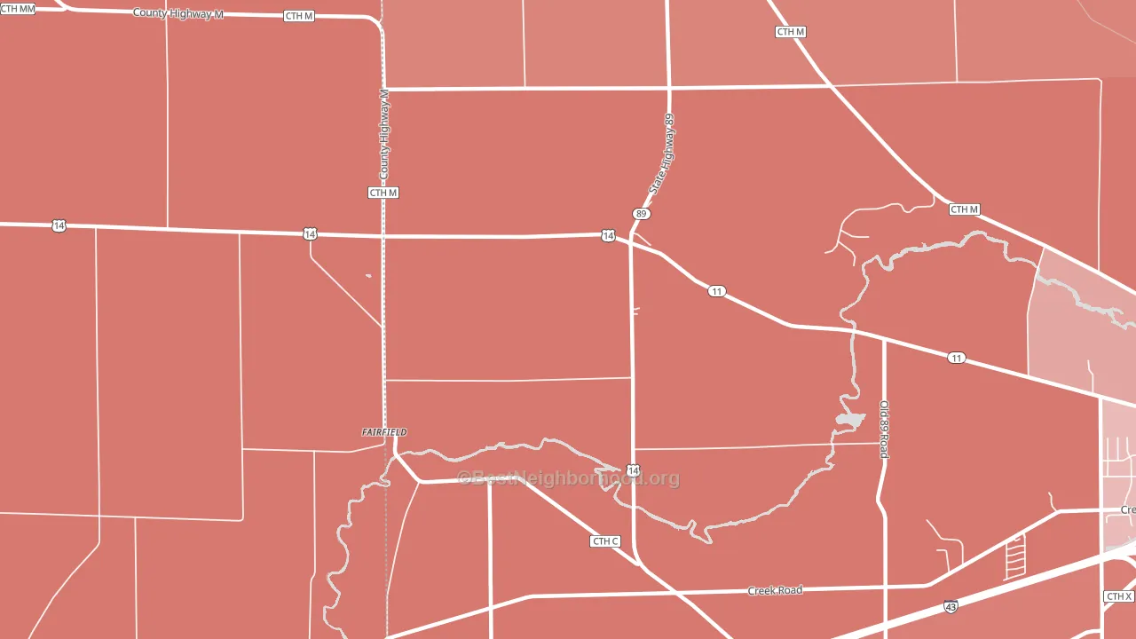Fairfield, WI block-group political-lean map