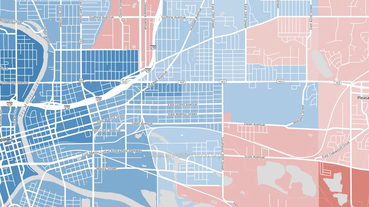 Fairground, Des Moines, IA block-group political-lean map