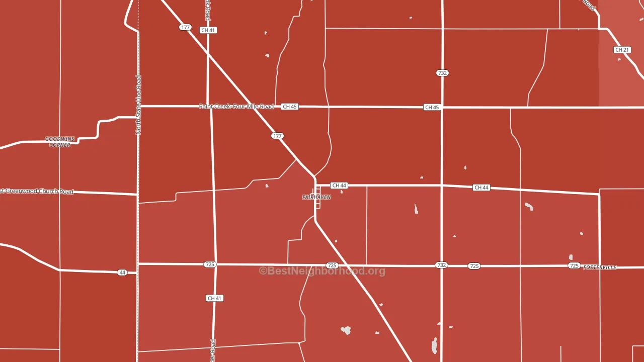 Fairhaven, OH block-group political-lean map