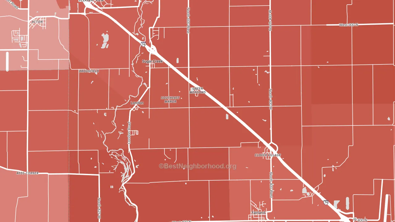 Fairland, IN block-group political-lean map