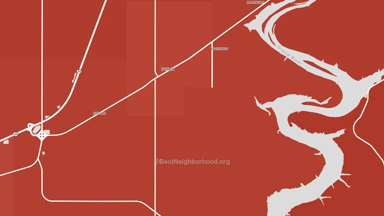 Fairland, OK block-group political-lean map