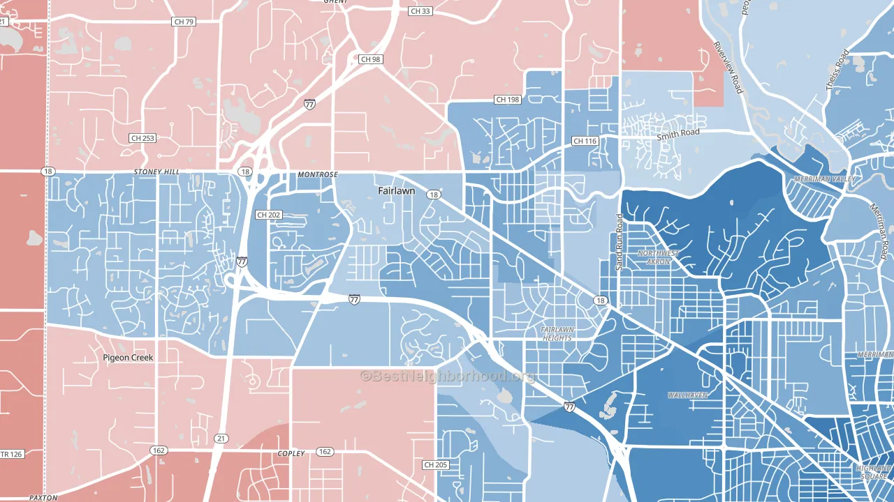 Fairlawn, OH block-group political-lean map