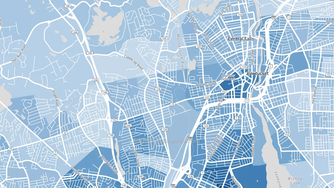 Fairlawn, Pawtucket, RI block-group political-lean map
