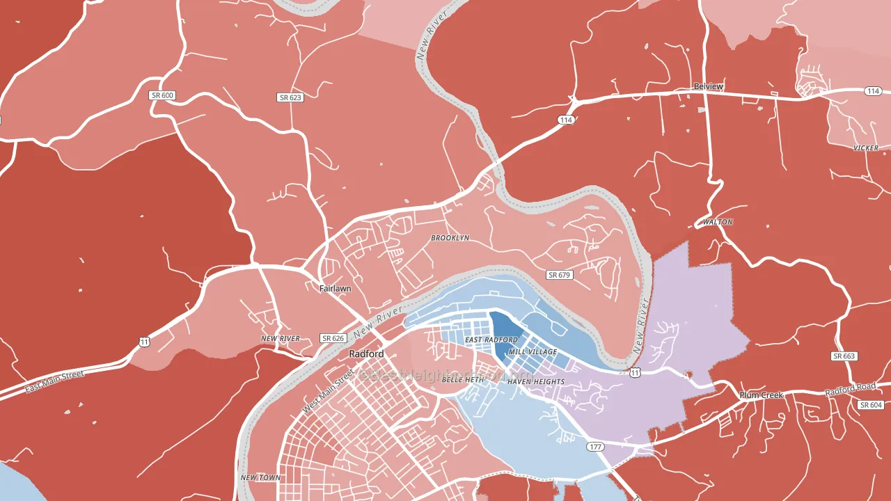 Fairlawn, VA block-group political-lean map