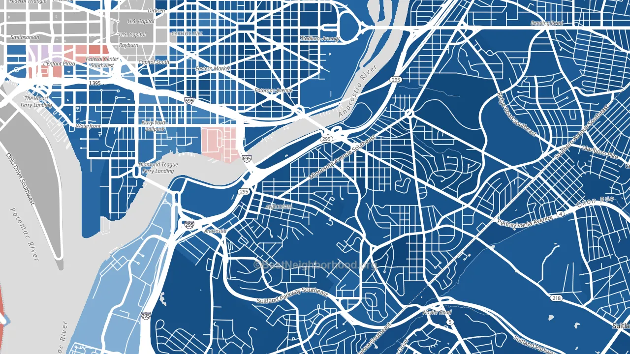 Fairlawn, Washington, DC block-group political-lean map