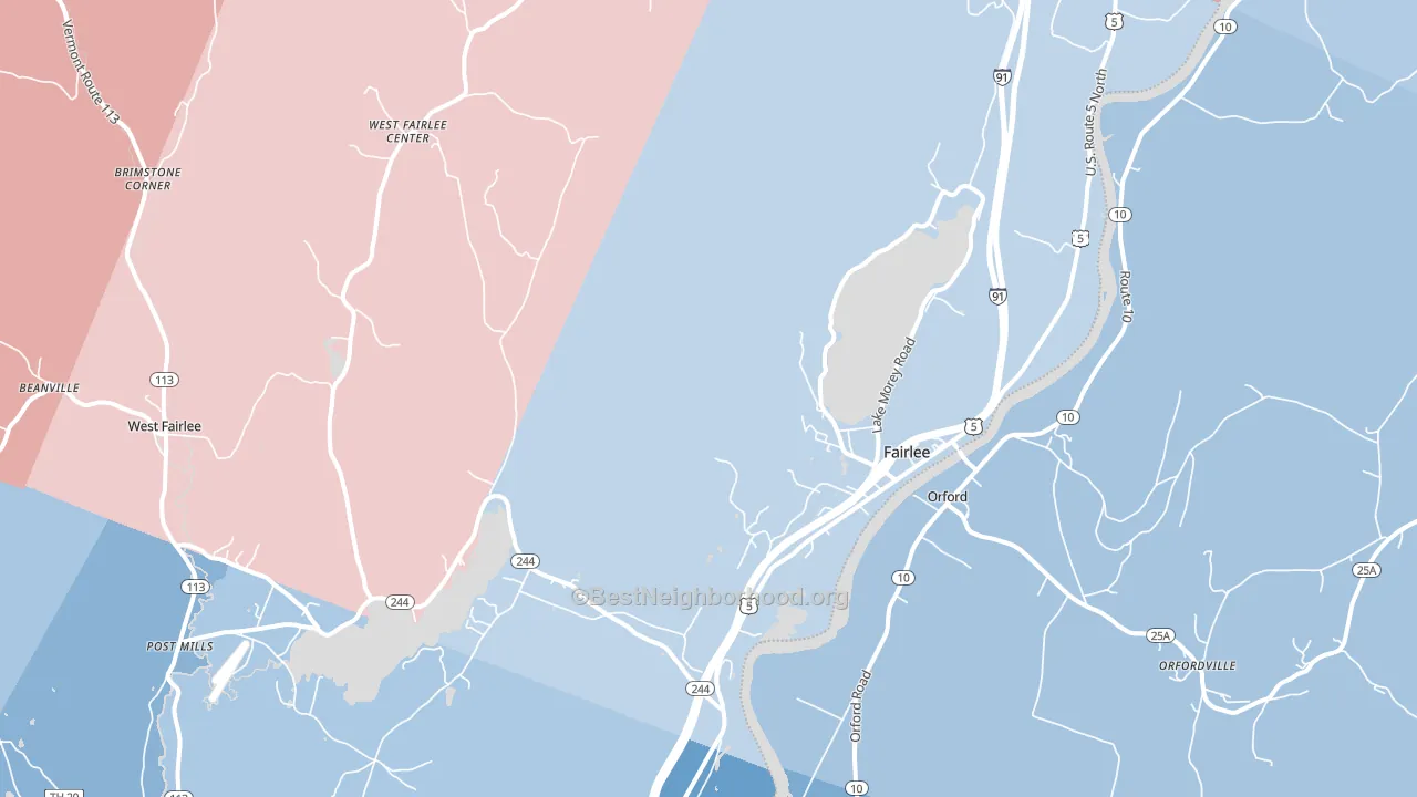 Fairlee, VT block-group political-lean map