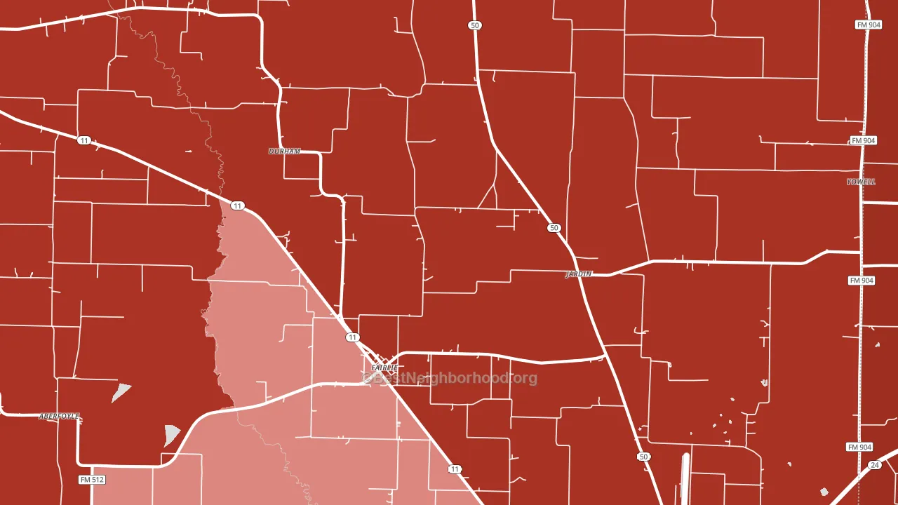 Fairlie, TX block-group political-lean map