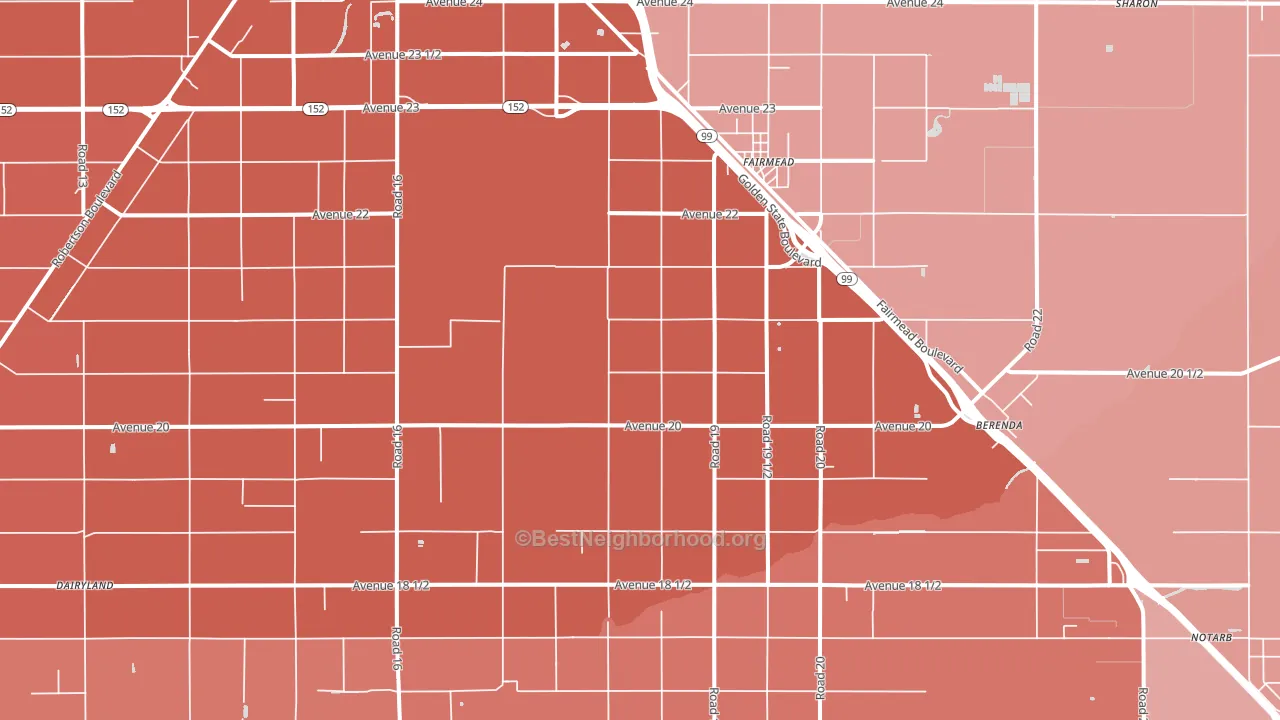 Fairmead, CA block-group political-lean map