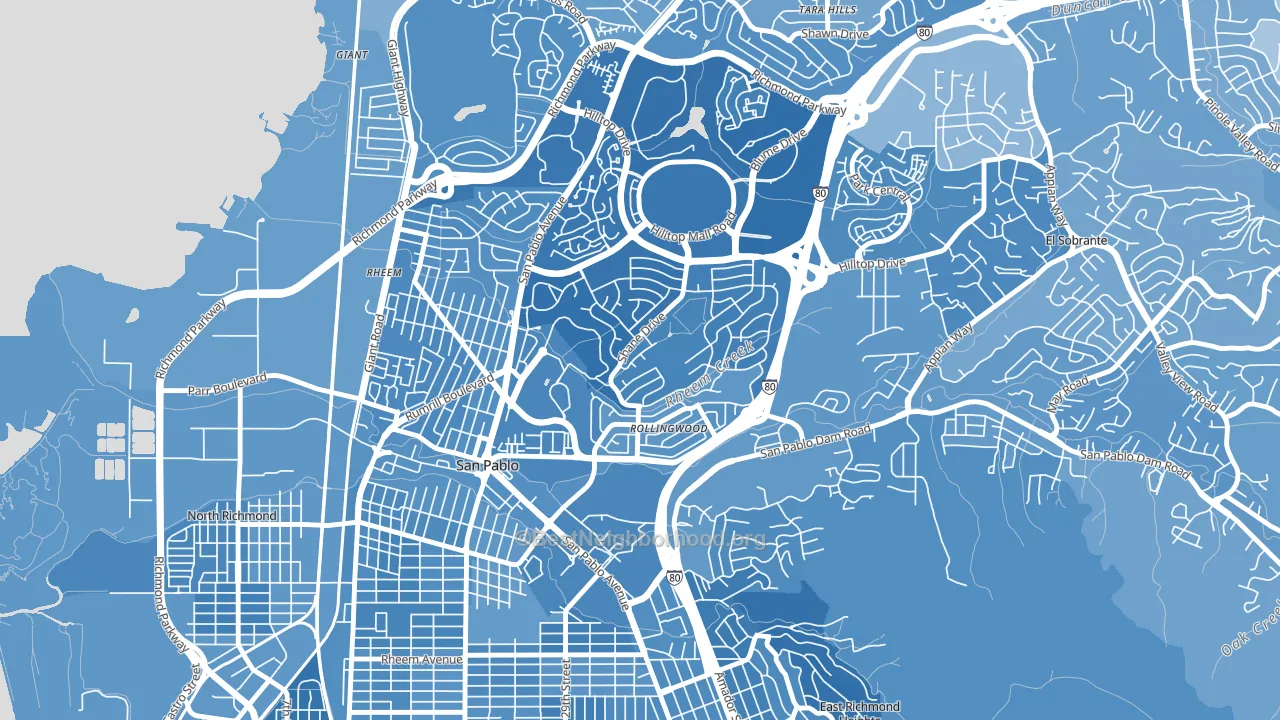 Fairmede-Hilltop, San Pablo, CA block-group political-lean map