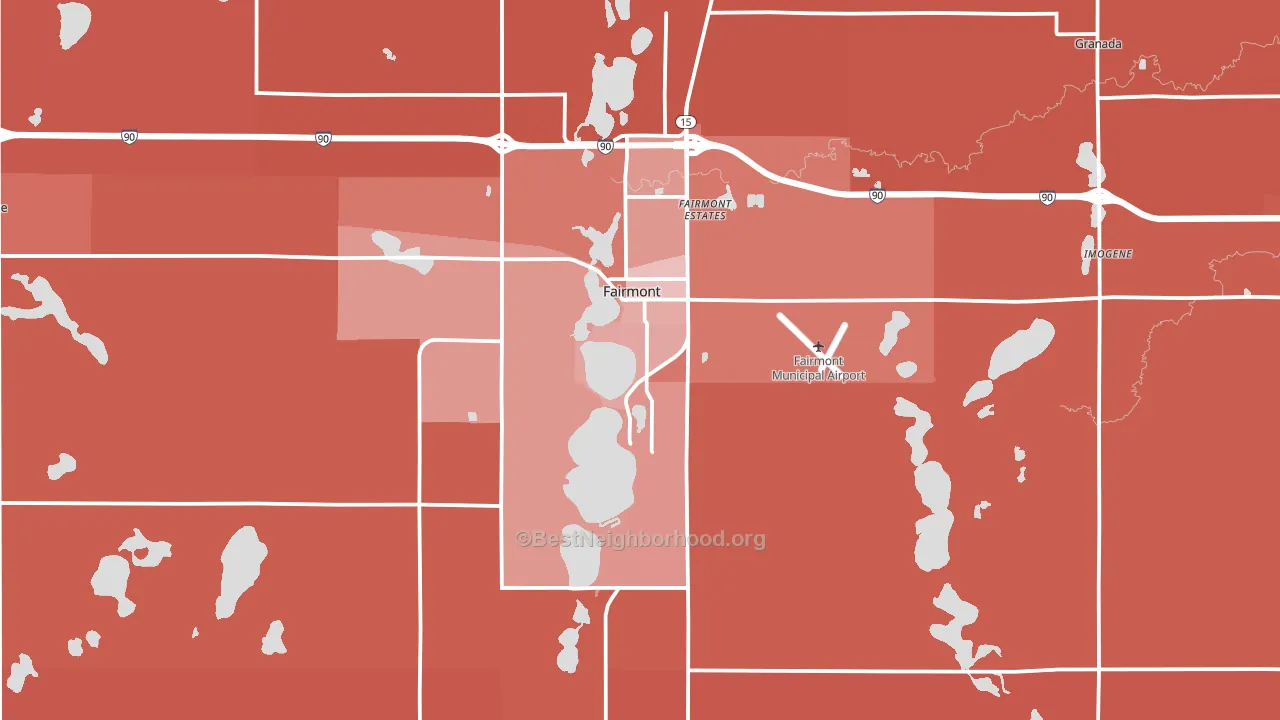 Fairmont, MN block-group political-lean map