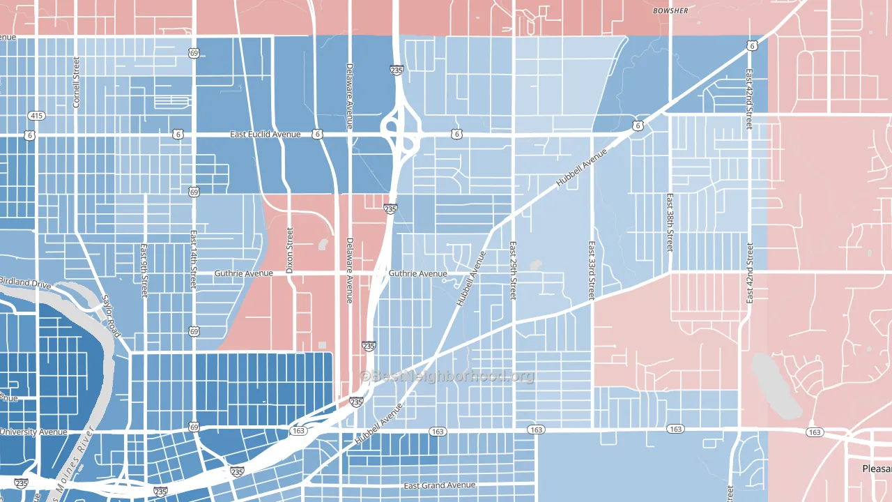 Fairmont Park, Des Moines, IA block-group political-lean map