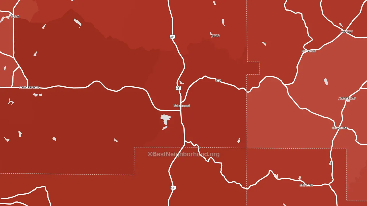 Fairmount, GA block-group political-lean map