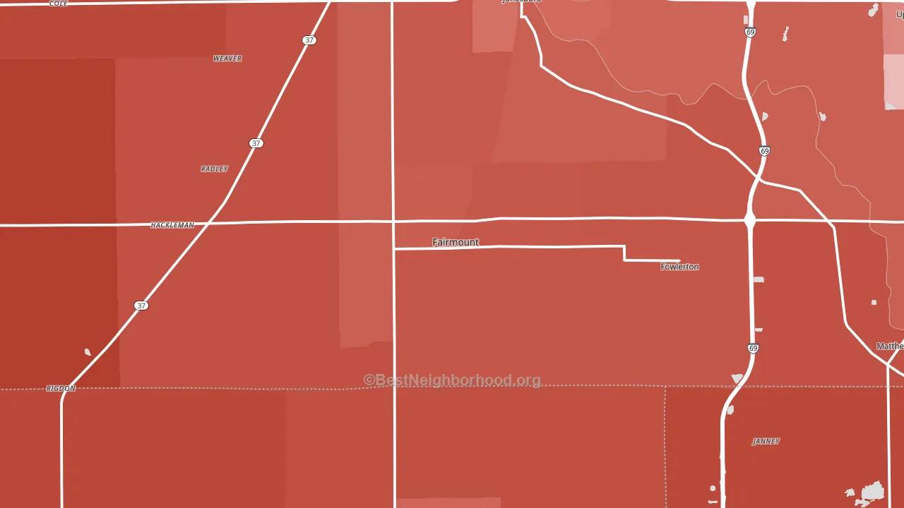 Fairmount, IN block-group political-lean map