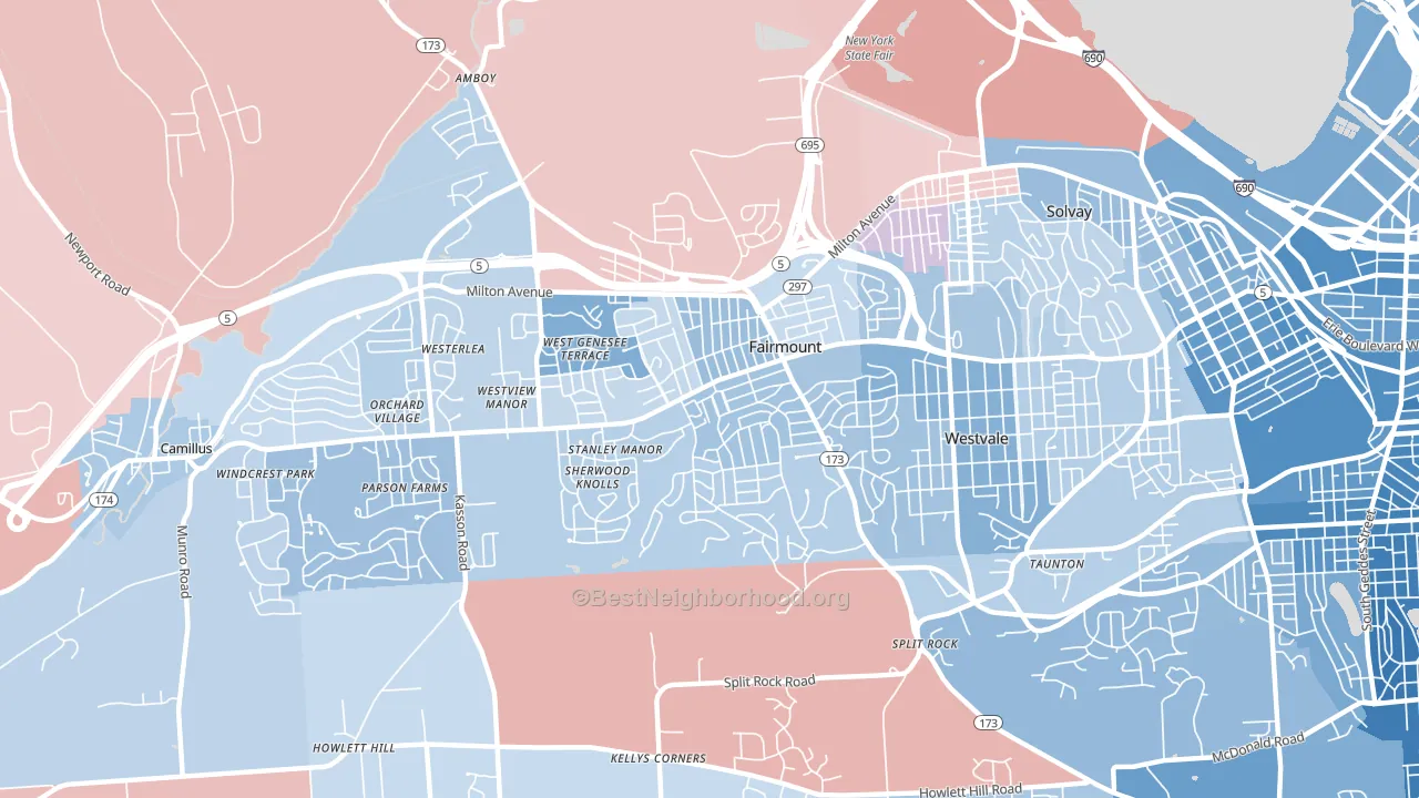 Fairmount, NY block-group political-lean map