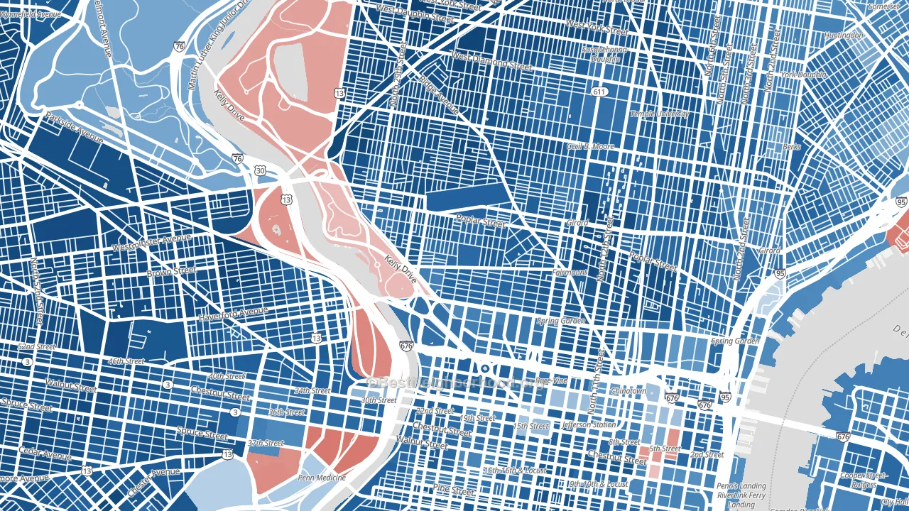 Fairmount, Philadelphia, PA block-group political-lean map