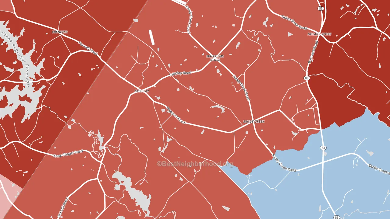 Fairplay, GA block-group political-lean map