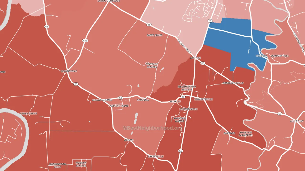 Fairplay, MD block-group political-lean map