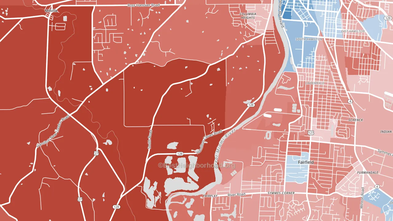 Fairplay, OH block-group political-lean map