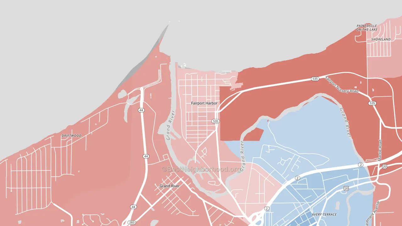 Fairport Harbor, OH block-group political-lean map