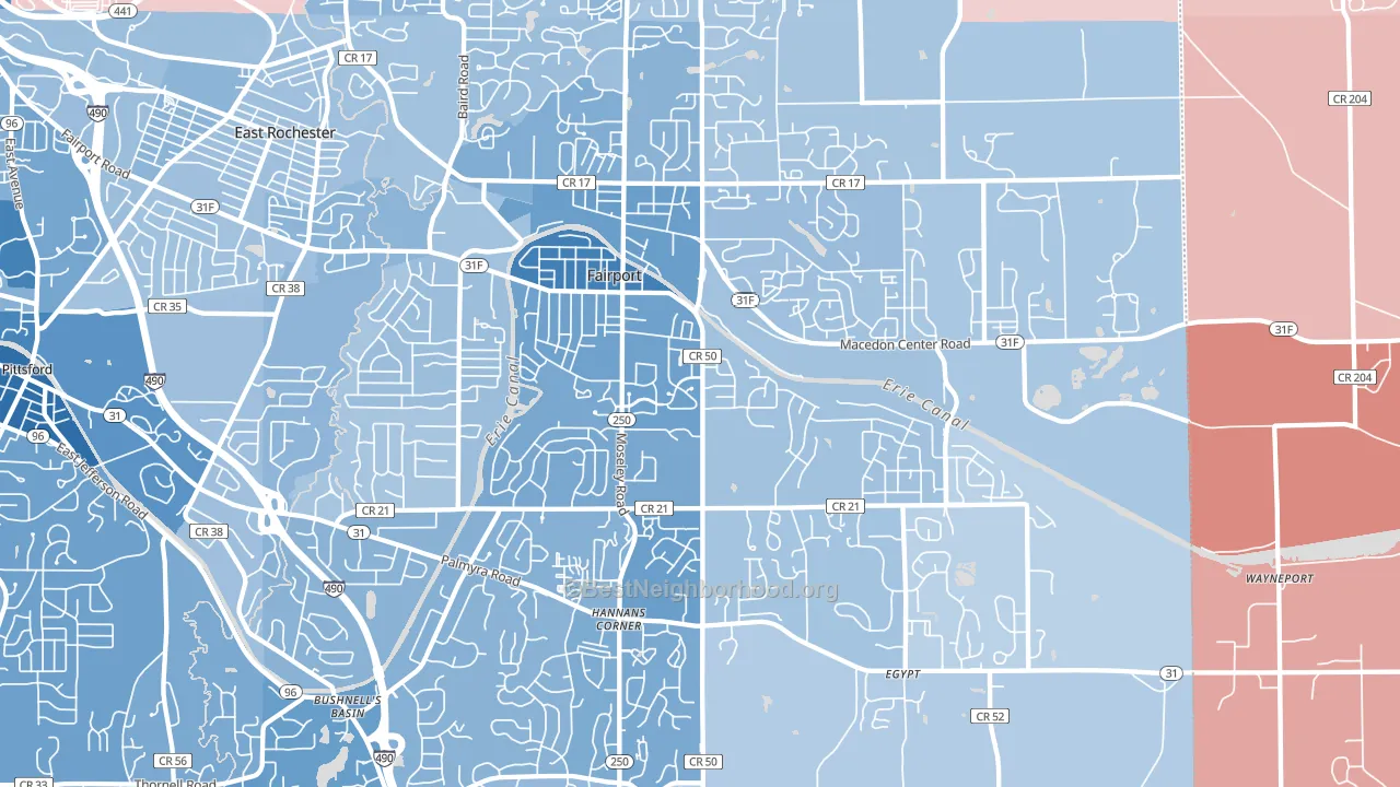 Fairport, NY block-group political-lean map