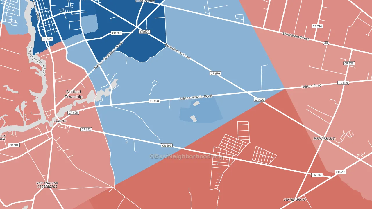 Fairton, NJ block-group political-lean map