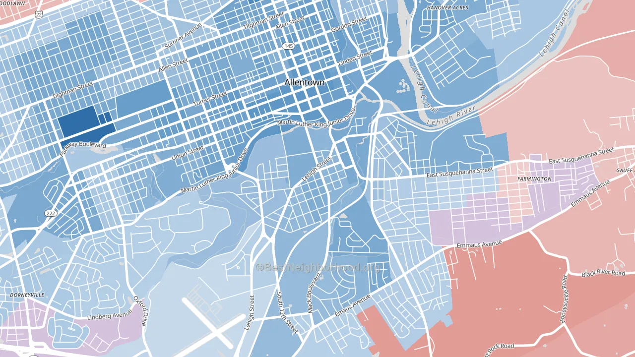 Fairview, Allentown, PA block-group political-lean map