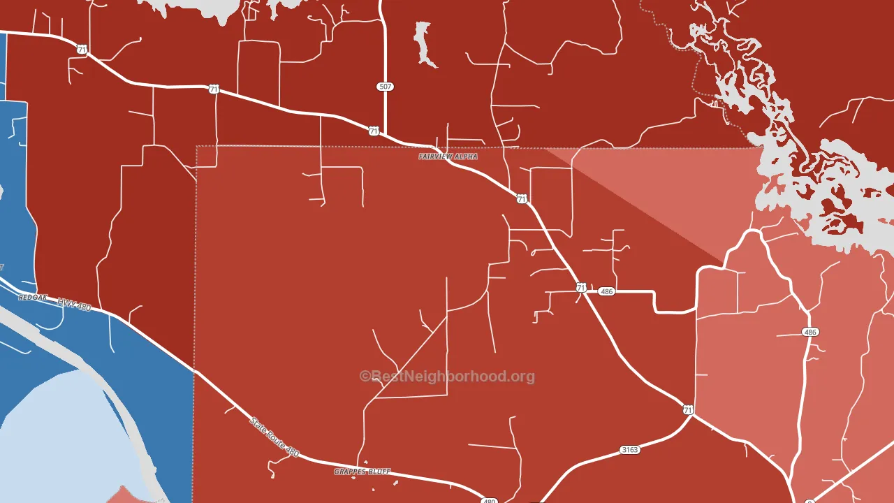 Fairview Alpha, LA block-group political-lean map