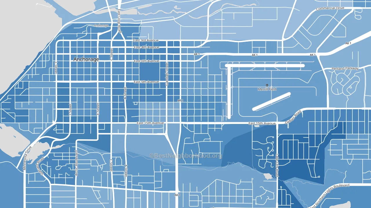 Fairview, Anchorage, AK block-group political-lean map