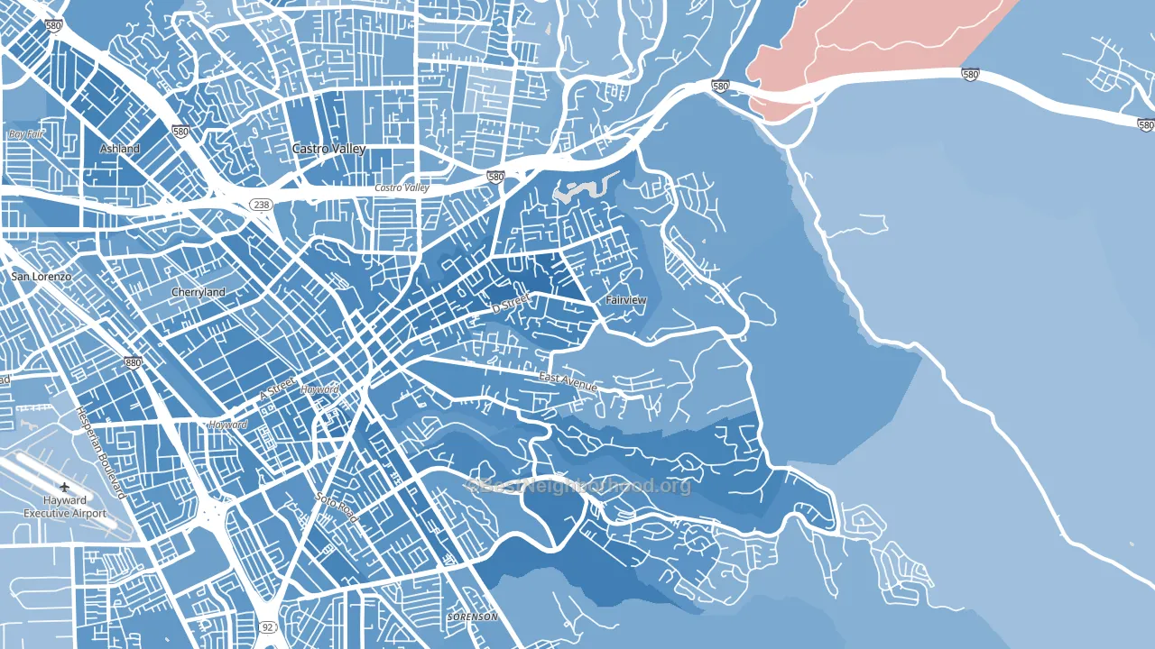 Fairview, CA block-group political-lean map
