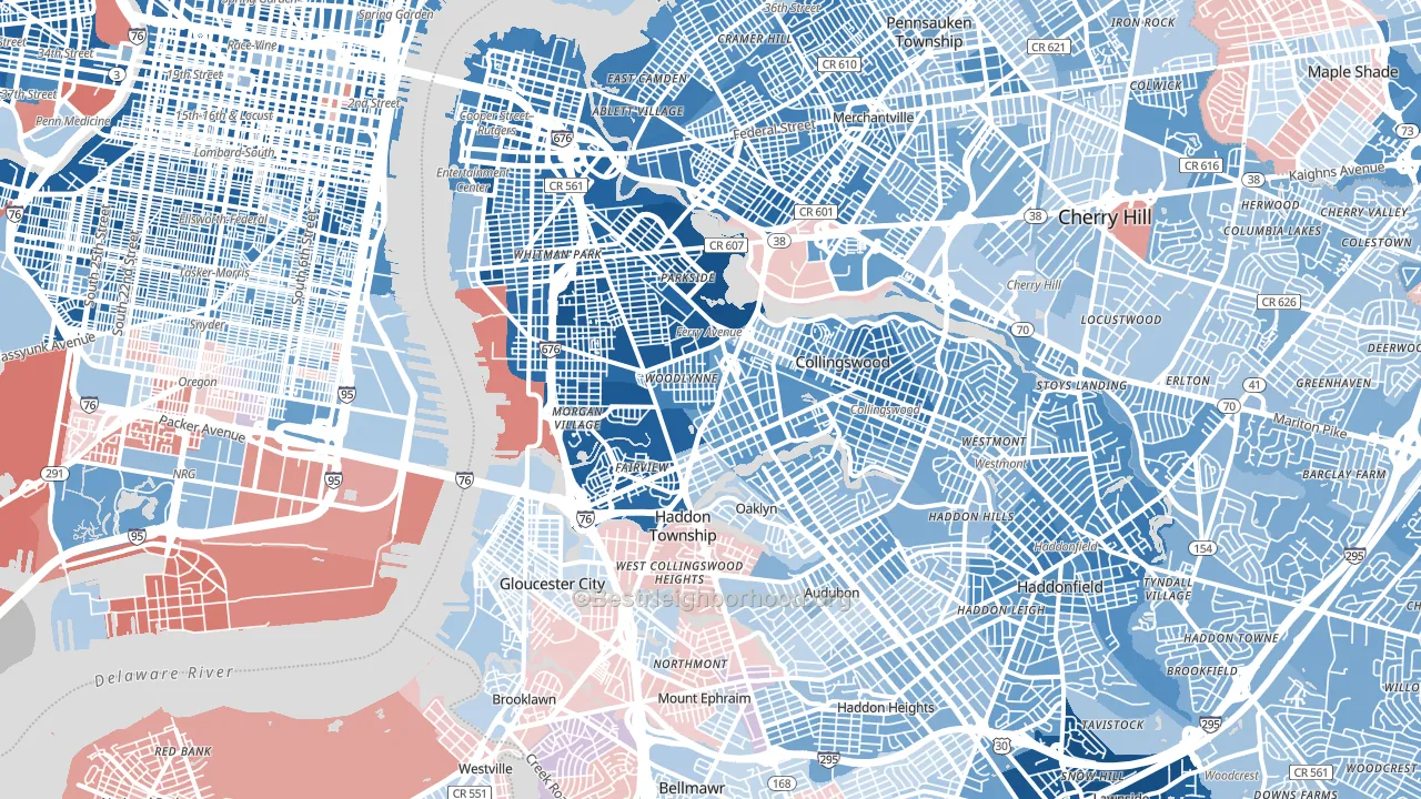 Fairview, Camden, NJ block-group political-lean map