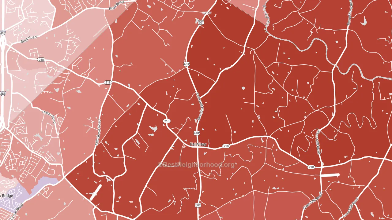 Fairview, Charlotte, NC block-group political-lean map