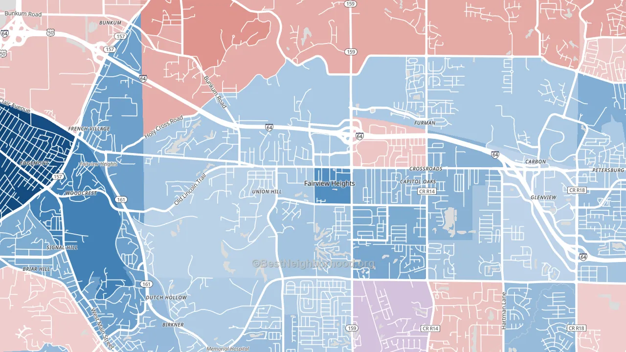 Fairview Heights, IL block-group political-lean map