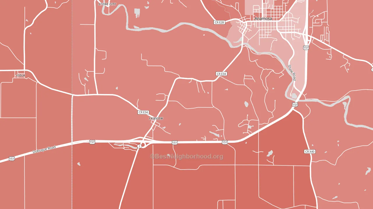 Fairview, IA block-group political-lean map