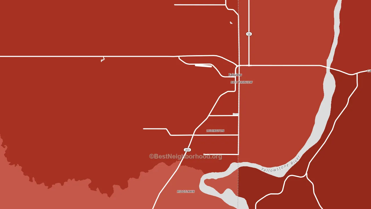 Fairview, MT block-group political-lean map