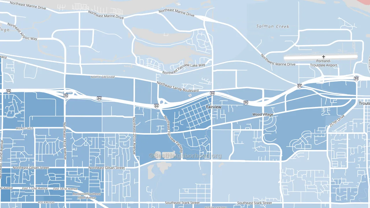 Fairview, OR block-group political-lean map