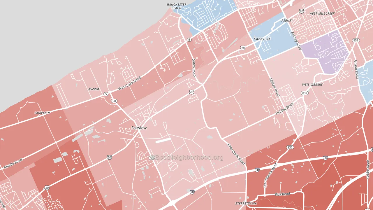 Fairview, PA block-group political-lean map