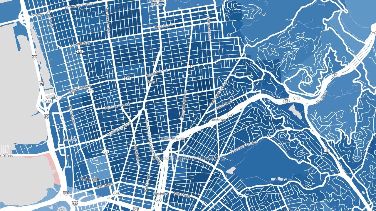 Fairview Park, Oakland, CA block-group political-lean map